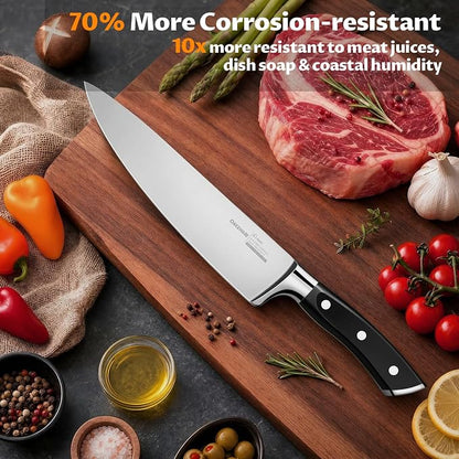 OAKSWARE 8 Inch Chef Knife, Ultra Sharp German High Carbon Stainless Steel Kitchen Knife, Full Tang Forged Professional Cooking Knife with Ergonomic Handle for Meat, Vegetables and Fruit