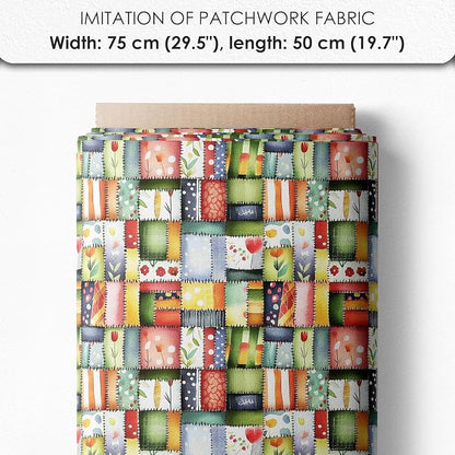 Patchwork Cactus Cotton Fabric Panel – Six 10×10 inch Designs + Bonus 29.5×19.6 inch Patchwork Sheet, 100% Turkish Cotton 140 GSM