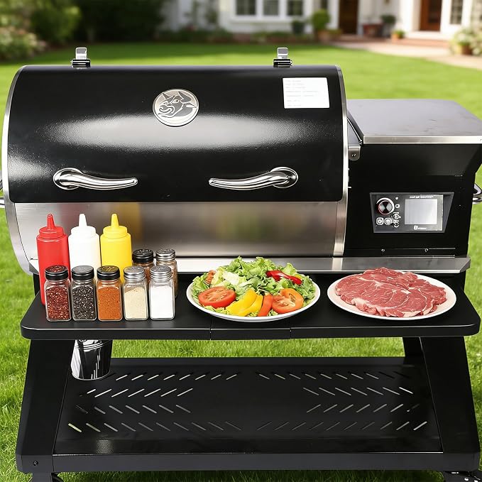 Utheer Front Folding Shelf for Recteq Deck Boss 800 Pellet Grill, Heavy Duty Grill Prep Table 37.7" x 10.2", 60LB Load Capacity, Foldable BBQ Front Shelf, Smoker Accessories