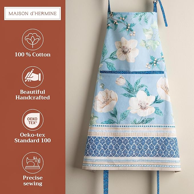 Maison d' Hermine 100% Cotton Apron for women with Pocket Kitchen Chef Apron for Men Cooking Spring Summer