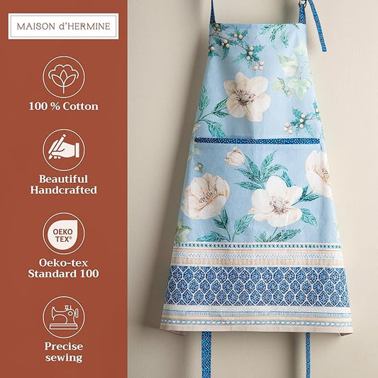 Maison d' Hermine 100% Cotton Apron for women with Pocket Kitchen Chef Apron for Men Cooking Spring Summer