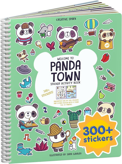 Panda 300+ Kids Sticker Book by Cupkin Toddler Airplane Travel Coloring and Sticker Book, Road Trip Essentials, 8 Coloring Pages 8 Side by Side Scenes for Ages 2–8 Years