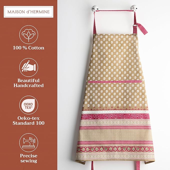 Maison d' Hermine 100% Cotton Apron for women with Pocket Kitchen Chef Apron for Men Cooking Spring Summer
