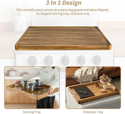 Hanobe Noodle Board Stove Cover: 30” Wood Stove Top Boards with Handles for Electric Gas