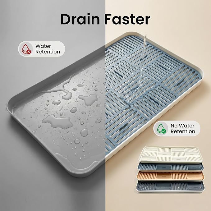 2-in-1 Kitchen Sink Caddy Organizer with Plastic Drain Grate, Double-Layer Drain Sponge Soap Holder & Food Fruit Vegetable Drain Tray for Sink Countertop Home Kitchen Restaurant Hotel, Pink (1 Pack)