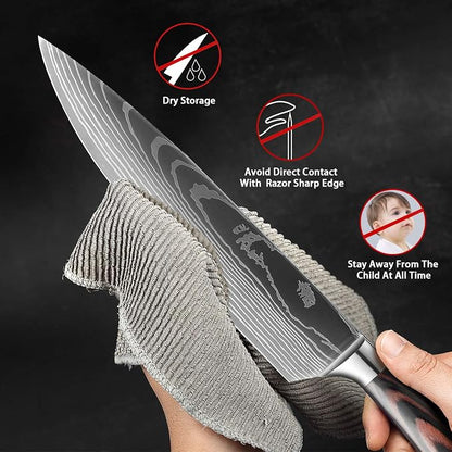 XITUO 8-Piece Knife Set for Kitchen, High Carbon Stainless Steel Ultra Sharp Chef Knives, Ergonomic Pakkawood Handle, Complete Cooking Knife Set in Gift Box