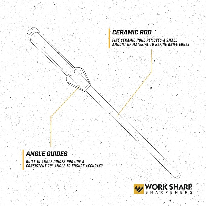 Work Sharp Kitchen Ceramic Honing Rod - Angle Guided - For Chef, Santoku, Paring, & Serrated Knives Black