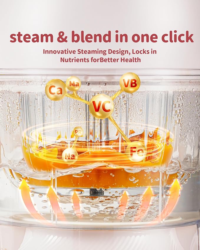 AMZCHEF Baby Food Maker with Auto Steam & Blend, 9-in-1 Baby Puree Maker with Food-grade glass, BPA-Free & Easy Cleaning, Touch Screen, Dishwasher Safe, Off-white