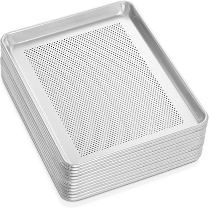 GRIDMANN 13" x 18" Commercial Grade Perforated Aluminum Baking Sheet Pan, Half Size Baking Tray - 12 Pans