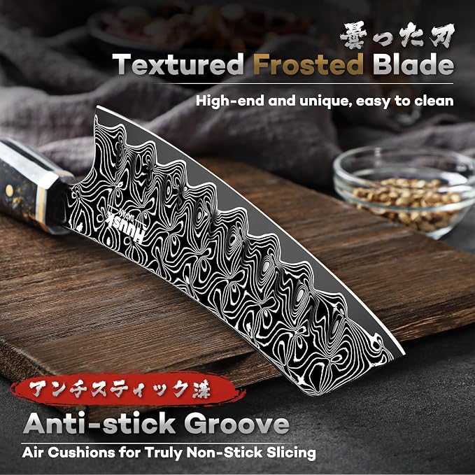Huusk Damascus Japanese Chef Knife - Ultra Sharp Damascus VG-10 Kitchen Knife, Professional Santoku Knives with Ergonomic Resin Handle, Ideal Birthday Dad Mom Gift