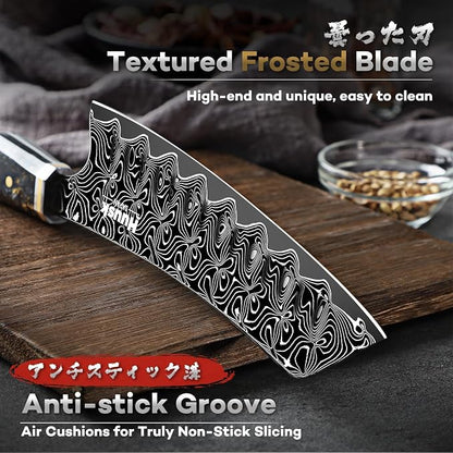Huusk Damascus Japanese Chef Knife - Ultra Sharp Damascus VG-10 Kitchen Knife, Professional Santoku Knives with Ergonomic Resin Handle, Ideal Birthday Dad Mom Gift