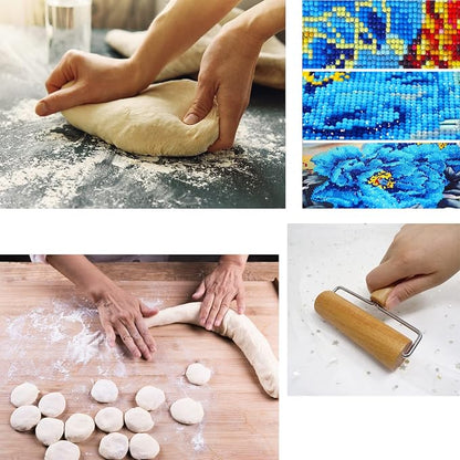 Honbay 1PCS Double Ended Wooden Roller for Dough, Pottery, Clay, Diamond Painting