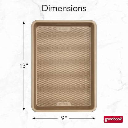 GoodCook BestBake Nonstick Bronze 9" x 13" Oblong Baking Pan, Textured Carbon Steel, Scratch-Resistant, Non-Toxic Cake Pan, 13x9 Bakeware, Durable Oven Pan for Even Heating and Easy Cleanup