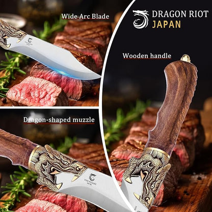 DRAGON RIOT Razor Sharp Chef Knife for Cooking, Hand Forged Meat Cutting Kitchen Knife with Sheath & Ergonomic Handle, Cooking Knife for Kitchen Home Gift Box