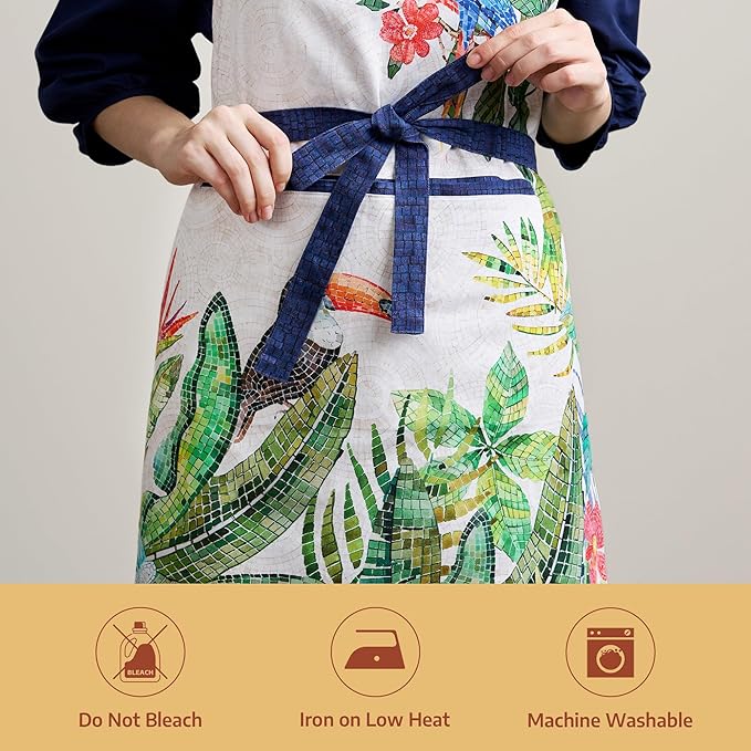 Maison d' Hermine 100% Cotton Apron for women with Pocket Kitchen Chef Apron for Men Cooking Spring Summer