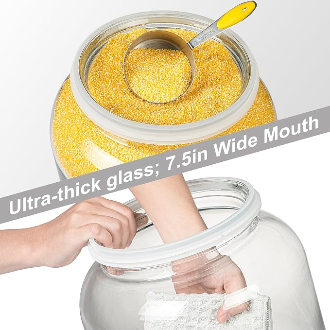 Daitouge Large Glass Jars with Lids, 5.5 Gallon (21000 ML) Glass Canisters - Super Wide Mouth Glass Jar Heavy Duty Glass Storage Jars with Lid for Storing Flour, Rice, Set of 1
