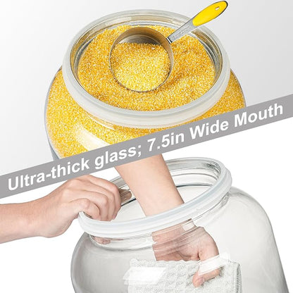 Daitouge Large Glass Jars with Lids, 5.5 Gallon (21000 ML) Glass Canisters - Super Wide Mouth Glass Jar Heavy Duty Glass Storage Jars with Lid for Storing Flour, Rice, Set of 1