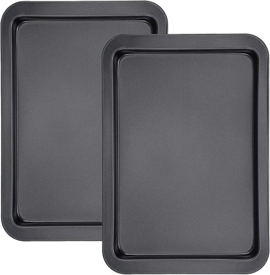 Beasea Cookie Sheets for Baking, 2 Pack 13x9 Inch Black Baking Pans Tray, Nonstick Carbon Steel Cookie Pan Sheet for Oven Roll Cake Brownie, Cooking, Roasting, Serving