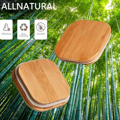 Glass Storage Containers with Lids, Clear Food Storage Container Jar with Sealing Bamboo Lid for Noodles Flour Cereal Rice Sugar Tea Coffee Beans (Square-5Pack)