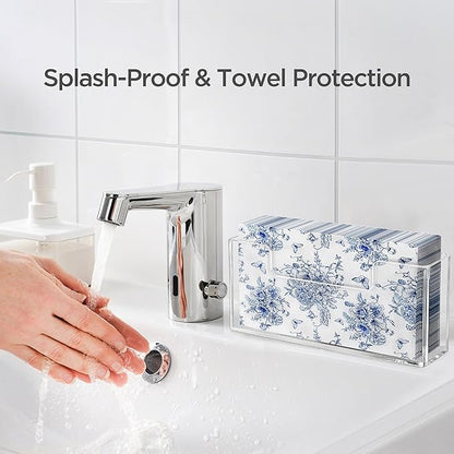 HBlife Acrylic Guest Towel, Paper Napkin Holder for Bathroom - Clear Waterproof Vertical Stand, Disposable Paper Hand Towel Dispenser, Modern Table Tray for Kitchen, Home, Hotel, Office(2 Pack)