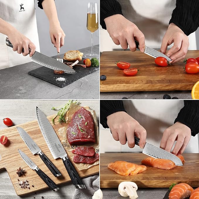 NANFANG BROTHERS Damascus + VG10 Knife,73 Layers, Sharp,Multi-functional,Cooking Utensils,Cutting Meat,Vegetables,Fruits,Home Use,Commercial