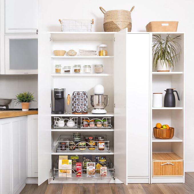 HOLDN’ STORAGE Pull Out Cabinet Organizer, Slide Out Drawer for Kitchen Cabinets & Pantry, Roll Out Shelf for Pots, Pans & Under Sink Storage, Heavy-Duty Full-Extension, 26"W x 21"D x 5"H