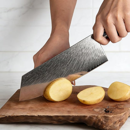 9 PCS Damascus Kitchen Knife Set - 67-Layer High-Carbon Damascus Steel, Pro Chef/Slicing/Utility/Paring Knives & Sharp Cleaver, Ergonomic Rosewood Handles, Ideal for Home/Pro Cooks (Black 9J)