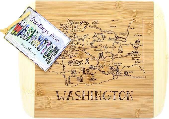 Totally Bamboo A Slice of Life Washington State Serving and Cutting Board, 11" x 8.75"