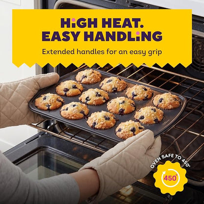 Wilton Gold Non-Stick Bakeware Muffin Pan - Baking Pan for Muffins & Cupcakes - Made Without PFAS, Dent Resistant & Dishwasher Friendly - Offers Even Heat Distribution - 10.5 x 15 x 2 Inches, 12 Cup