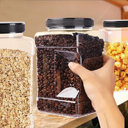 3 Pack 98Oz Square Plastic Jars, Wide Mouth Airtight Food Storage Containers with Lids for Dry Goods, Candy, Cookies, Snacks, Nuts & Pantry Organization, Easy-Grip PET Canisters Jar
