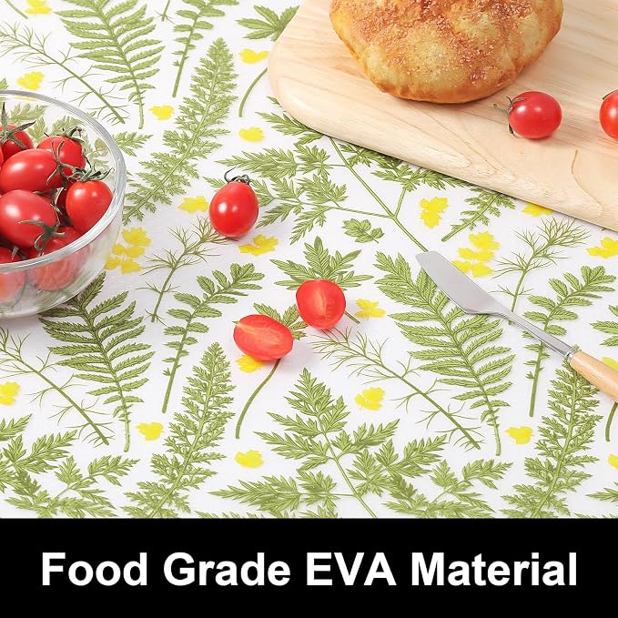 Cooyes Drawer Liner Shelf Liners for Kitchen Cabinets Botanical Refrigerator Liners Waterproof Kitchen Cupboard Liner Drawer Mats EVA Material Non Adhesive Fridge Liner for Shelves（17.5" W x 78.7" L）