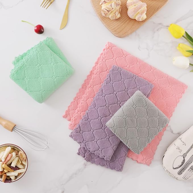 Homaxy 16 Pack Dish Cloth for Kitche-13" x 19", Soft and Absorbent Coral Velvet Dish Rags, Fast Drying Microfiber Cleaning Cloth
