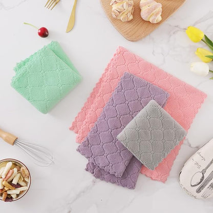 Homaxy 16 Pack Kitchen Cloths Dish Towels (10" x 20",Multi Color), Super Soft and Absorbent Coral Velvet Dishcloths, Fast Drying No Lint Microfiber Cleaning Cloth