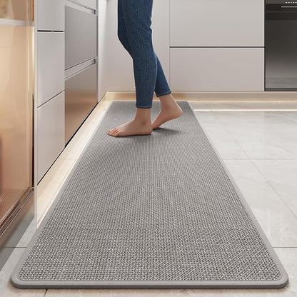 YDKGL Water and Oil Absorbent Runner Rugs for Kitchen, Kitchen Mat in Front of Sink,Non-Slip Kitchen Rugs,Durable Imitation Linen Kitchen Mats，Kitchen Rug Runner Washable， 17x59 Gray Kitchen Rugs