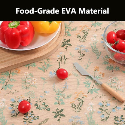 INNOLITES Shelf Liners for Kitchen Cabinets – Drawer Liner Waterproof & Oil-Proof, Non-Adhesive EVA with Floral Pattern – Durable Washable, Easy to Cut (Sage Green, 17.5" x 360")