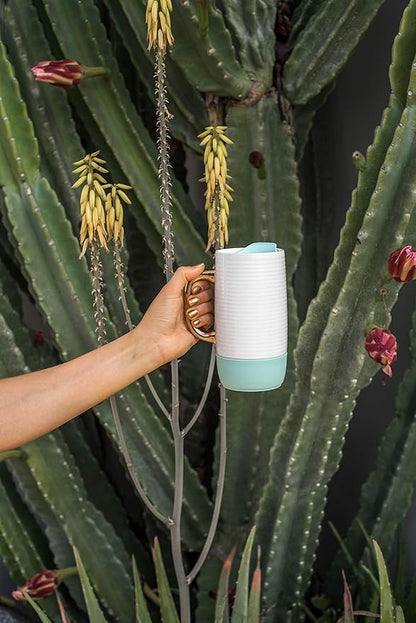 Ello Jane 18oz Ceramic Travel Mug with Handle, Splash-Resistant Slider Lid and Built-in Coaster, Perfect for Coffee and Tea, BPA Free, Dishwasher Safe, Holiday Gift Her Him, Yucca