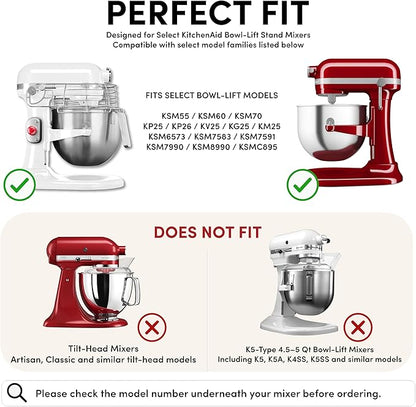 Baker's Buddy Anti-Slip Stand Mixer Mat for KitchenAid Select Bowl-Lift 5–8 Qt Mixers – Silicone Base Pad for Heavy Dough Kneading, Reduces Walking, Vibration & Noise, White/Transparent