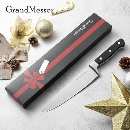 Chef Knife in Japanese Steel AUS-8, 8 Inch Professional Kitchen Knife, Ultra Sharp Cooking Knife with Color Block Ergonomic Handle.