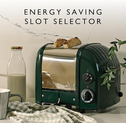 Dualit Classic 2 Slice NewGen Toaster - Stainless Steel - Hand Built in the UK - Replaceable ProHeat elements - Defrost Bread - Mechanical Timer - Evergreen Classic Toaster