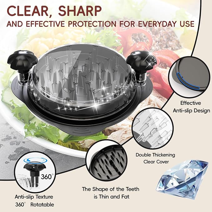 XL 11" Chicken Shredder, Large Pro Meat Shredder Tool Twist with Ergonomic Handle, Strong Non-Slip Base, Dishwasher Safe, Kitchen Chicken Grinder for Ground Food, Vegetables, Black