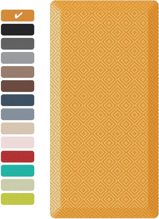 Ophanie Kitchen Mats for Floor, 3/4 Inch Thick Kitchen Rugs, 20''x32'' Anti Fatigue Standing Cushioned Mat, Waterproof,Comfort Ergonomic Mat for Office, Home, Sink,Orange Non-Slip Bottom