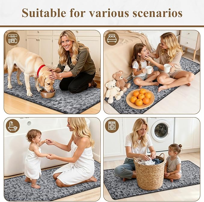 HEBE Kitchen Mat Cushioned Anti Fatigue Comfort Floor Mat 20"x60" Waterproof Non Slip Kitchen Rug Runner Laundry Room Rug Floor Carpet Heavy Duty Comfort Standing Mat Pads,Silver Grey