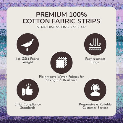 Tinyspool & Co.'s Twirlie Roll 40 Precut Quilting Fabric Strips for Quilting Supplies, Crafting, and Sewing, Soft Cotton Strip for Blanket, Rug, Upholstery, Home Decor, and Purse Making, Merry Mermaid