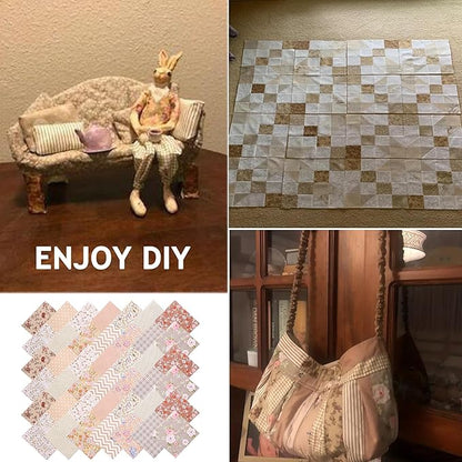 Nodsaw 42 Pcs Layer Cake Fabric Clearance, Layer Cakes 10 inch Squares for Quilting, Pre-Cuts 10" x 10" Fabric Squares for Quilting, Sewing, Patchwork, and DIY Crafts - Vintage Light Brown