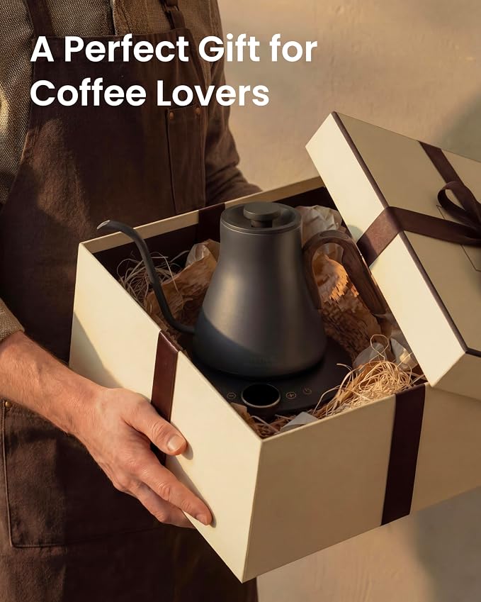 INTASTING Gooseneck Electric Kettle with Precise ±1℉ Temperature Control, Wood-Accented Handle, Stainless Steel Interior, Quick Heating Pour Over Kettle for Coffee & Tea, 0.9L, Matte Grey
