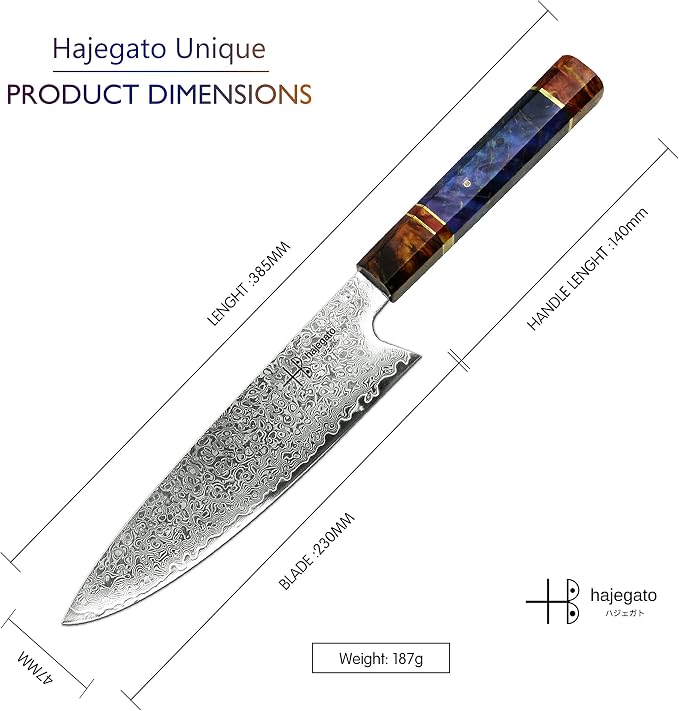 Damascus Chef Knife Gyuto Unique One Of Kind Handle Professional 8 Inch Japanese Chefs Kitchen Knife Vg10 67 Layers Damascus Steel Knive with Sheath