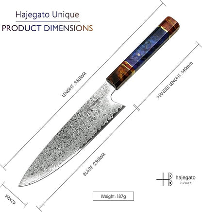 Damascus Chef Knife Gyuto Unique One Of Kind Handle Professional 8 Inch Japanese Chefs Kitchen Knife Vg10 67 Layers Damascus Steel Knive with Sheath