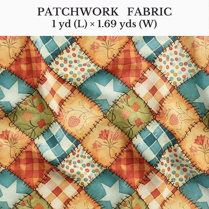 100% Cotton Fabric by the Yard – Turkish Quality Quilting & Sewing Fabric, 1 Yard x 1.69 Yards Wide, Patchwork Cotton for Crafts