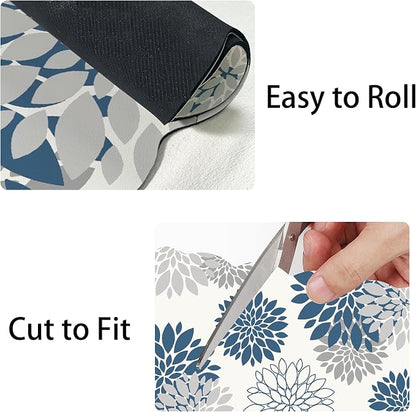 Baccessor 2PCS Dahlia Pinnata Flower Scalloped Dish Drying Mat and Sink Splash Guard,Super Absorbent Cuttable Kitchen Counter Mat Rubber Backing Drying Kitchen Mat Kitchen Accessories 16"x24"+21"x5.5"
