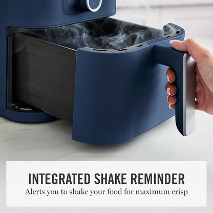 Martha Stewart 6QT Air Fryer, 6-in-1, Bake, Broil, Roast, Air Fry, Dehydrate, Reheat, Ceramic Non-Stick Basket, Crispy Results Fast, 400°F Max Temp, Shake Reminder, Indigo Blue